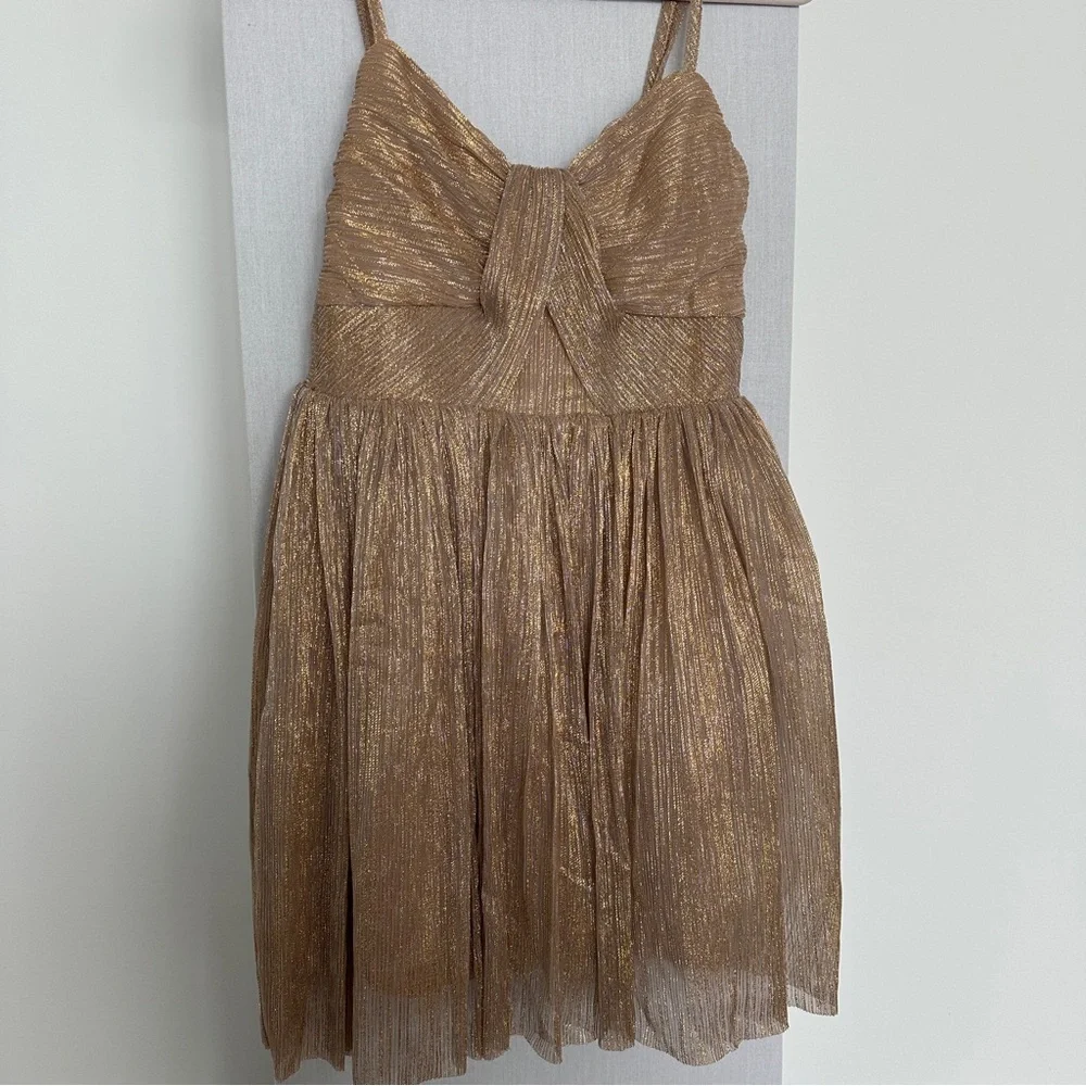 NWT Size Small Gold Sparkly Mini Dress - Picture 3 of 4